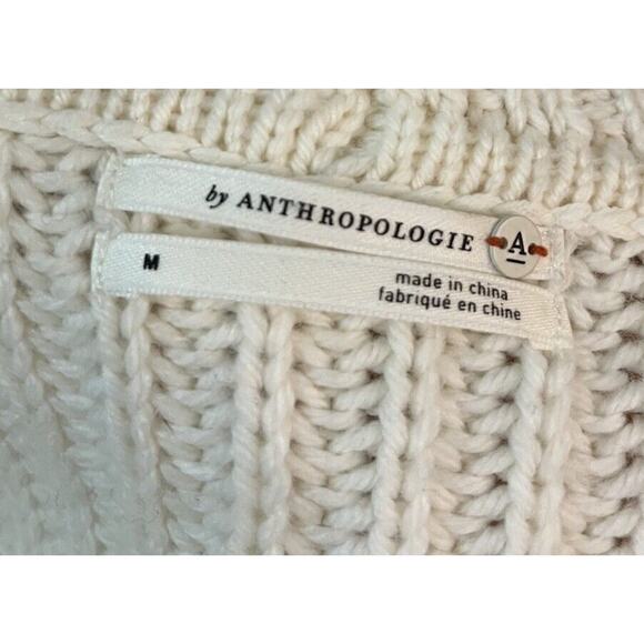 Anthropologie White Knit Women's Button Up Cardigan Sweater Size Medium - Picture 4 of 5